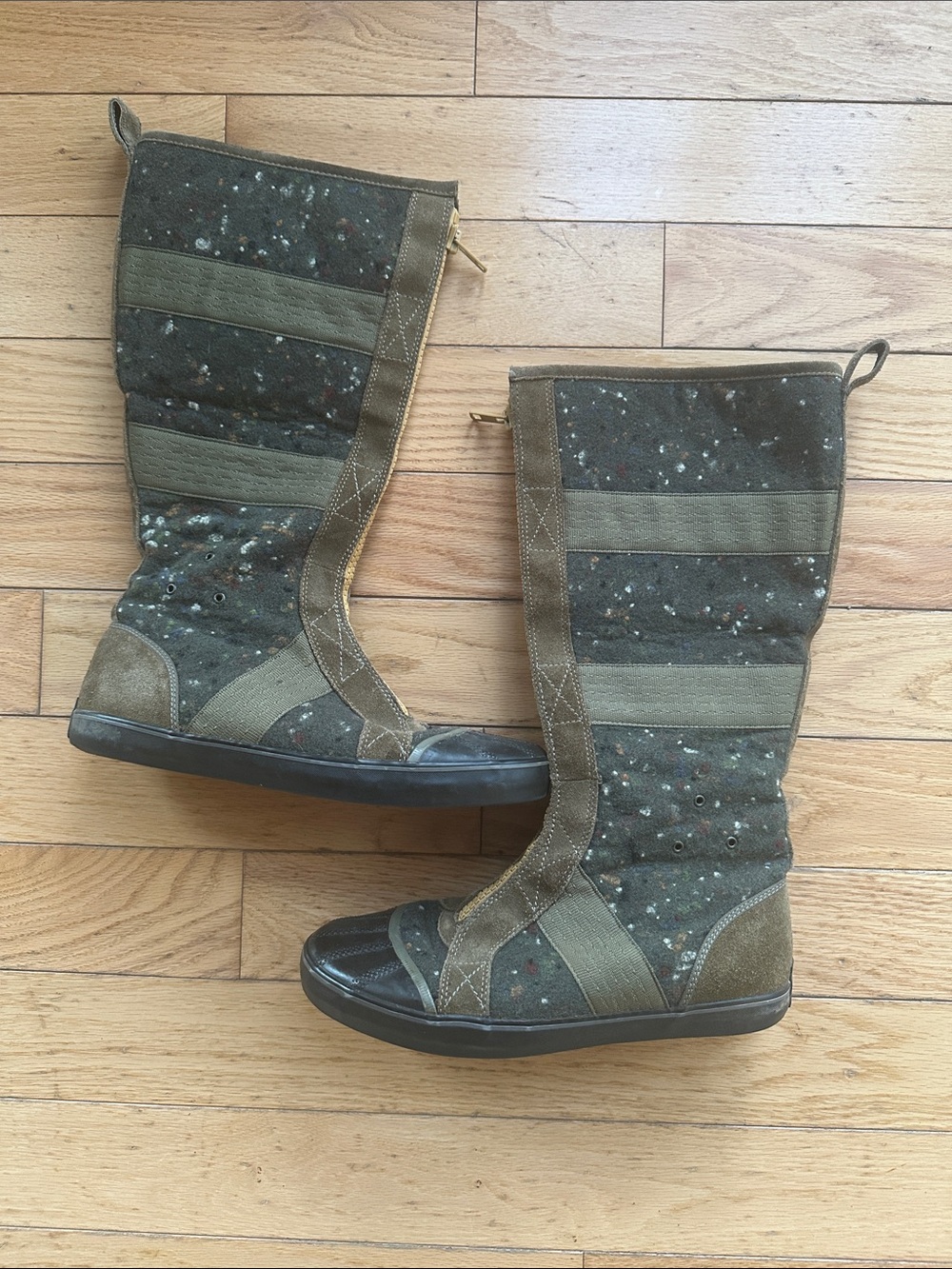Sorel SENTRY Tall Green Convertible Women's Quilted Zip High Low Boots sz 10.5